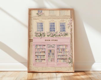 Pink Book Store Print | Book Lover Wall Art (Digital Download)