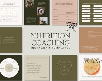 100+ Nutrition Coach Instagram Canva Templates (Digital Download)
