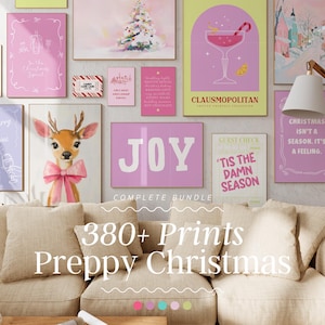 Preppy Christmas Print Bundle | christmas print set, christmas print, christmas decor, winter home decor, christmas wall art, festive print