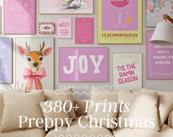 Preppy Christmas Print Set | Festive Wall Art (Digital Download)
