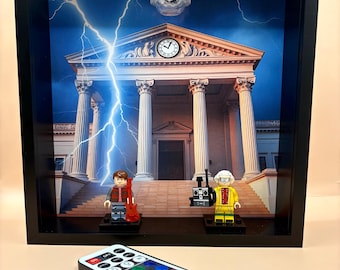 Minifigura inspirada en Regreso al Futuro / Marco de fotos iluminado con control remoto