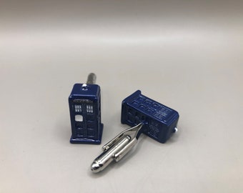 Blue police box cufflinks