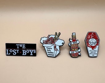 Vampire inspired enamel pins – Horror Movie Collectible – Vampire Aesthetic Pins – Cult Classic 80s Goth Gifts