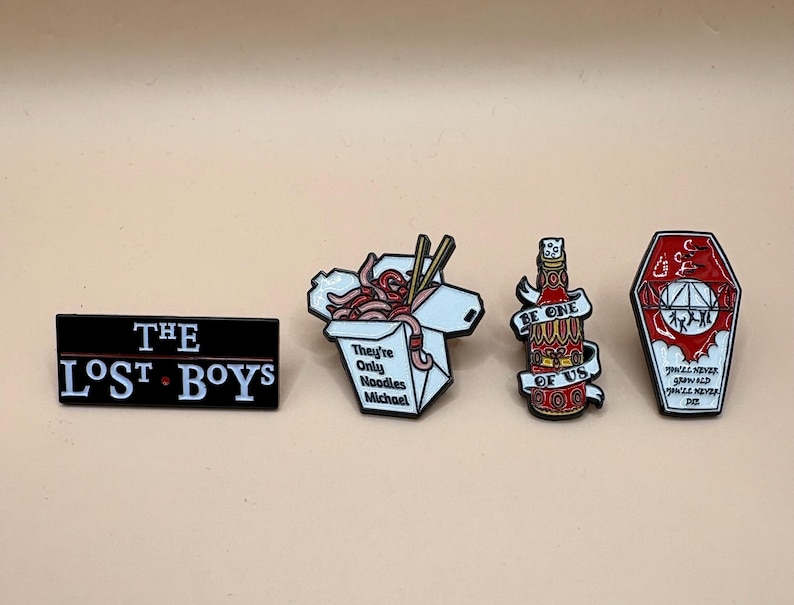 Vampire inspired enamel pins – Horror Movie Collectible – Vampire Aesthetic Pins – Cult Classic 80s Goth Gifts Full Set