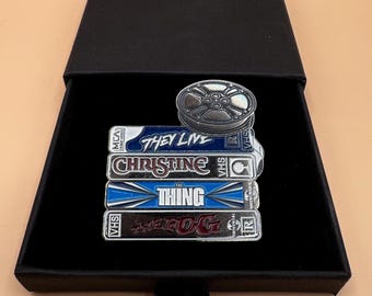 John Carpenter inspired VHS Enamel Pin | Retro Horror Movie Pin | The Thing, The Fog, They Live, Christine | 80s Horror Collector Gift