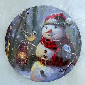 Snowman Metal Christmas Round Wreath Sign, Winter Sign, Snowman Wreath Sign, Wreath Sign Home Decor, Christmas, Wreath   11.75&quot;