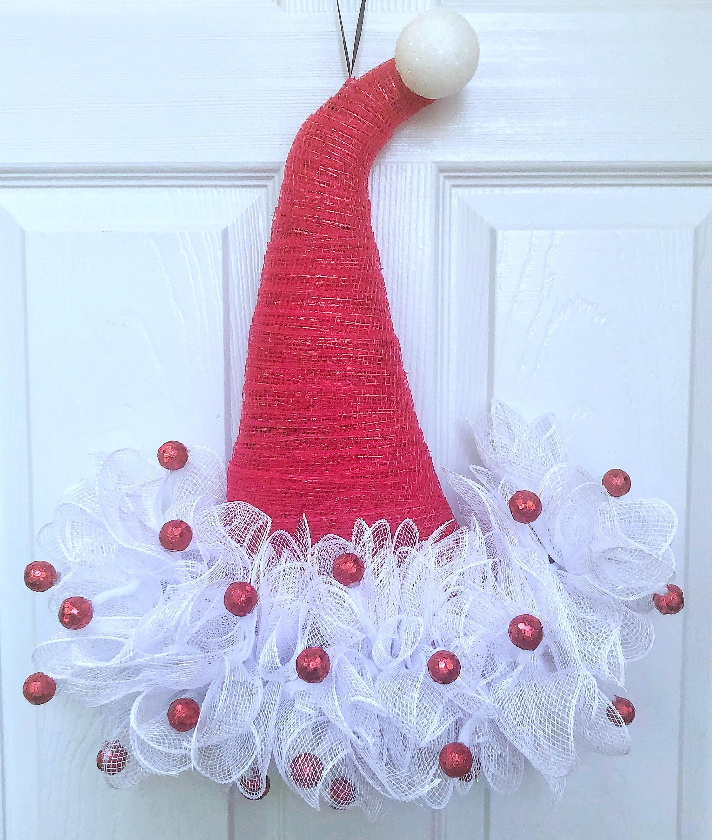 Mesh Santa Hat Wreath, Christmas Wreath, Holiday, Christmas Wreath