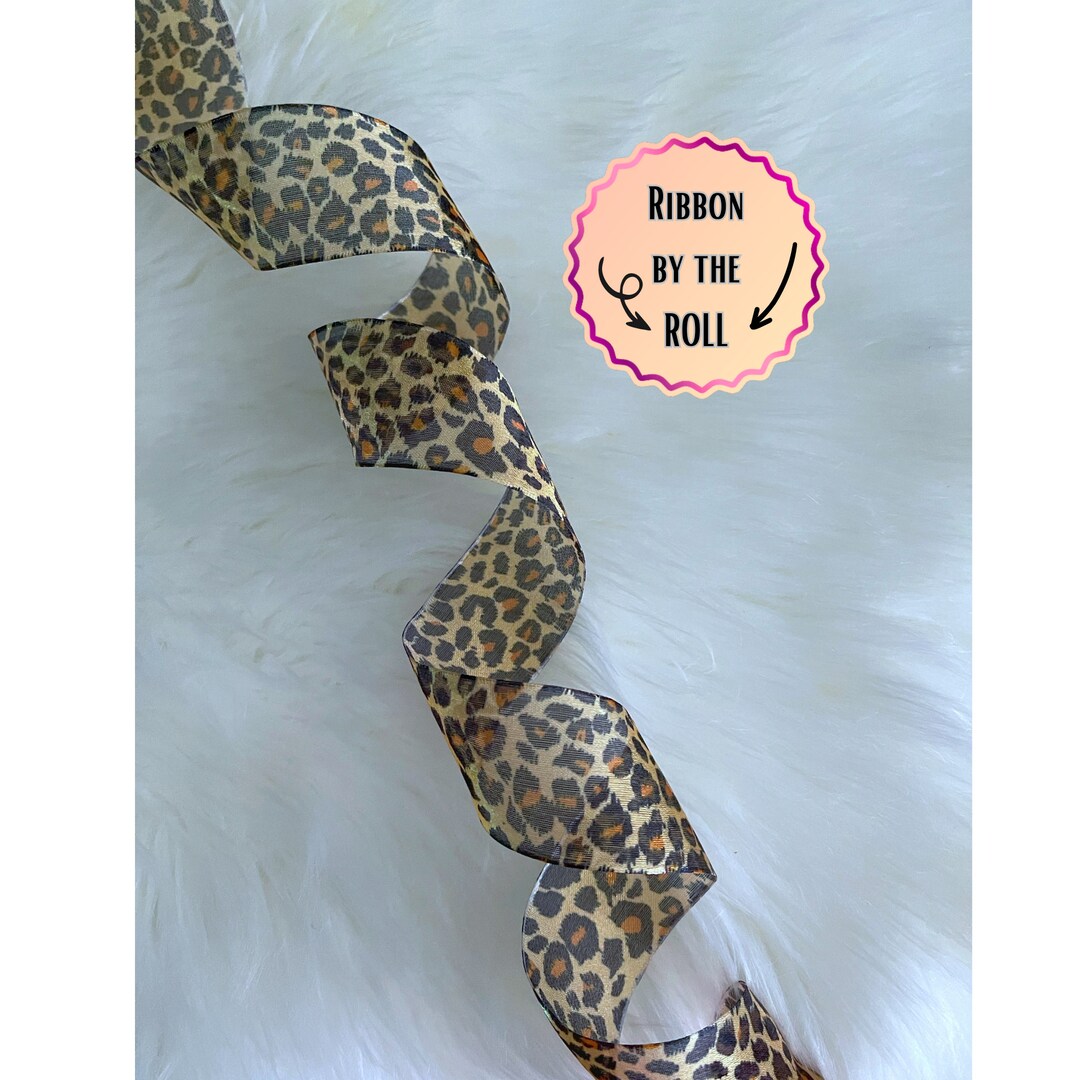 Sheer Leopard Print Wired Ribbon, Animal Print, Ribbon, Wreath Supplies