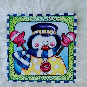 Snowman Square Metal Wreath Sign, Winter Sign, Snowman Wreath Sign, Whimsical Sign,  Home Decor, Wreath Supplies  10&quot; x 10&quot;