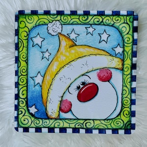 Snowman Square Metal Wreath Sign, Winter Sign, Snowman Wreath Sign, Sign Home Decor, Wreath   10&quot; x 10&quot;