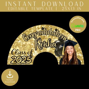 Graduation Clack Fan Template, Clack Fan, Grad, Graduation, Grad Party,  DIY Craft, Do It Yourself Craft, Editable, 25&quot; x 13&quot;
