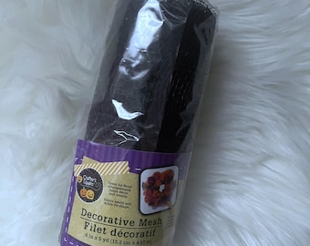 Floral Garden Deco Mesh black – 6" x 5 Yards,  Wreath Making Mesh Roll, Craft Supplies for wreaths, Wreaths, Mesh