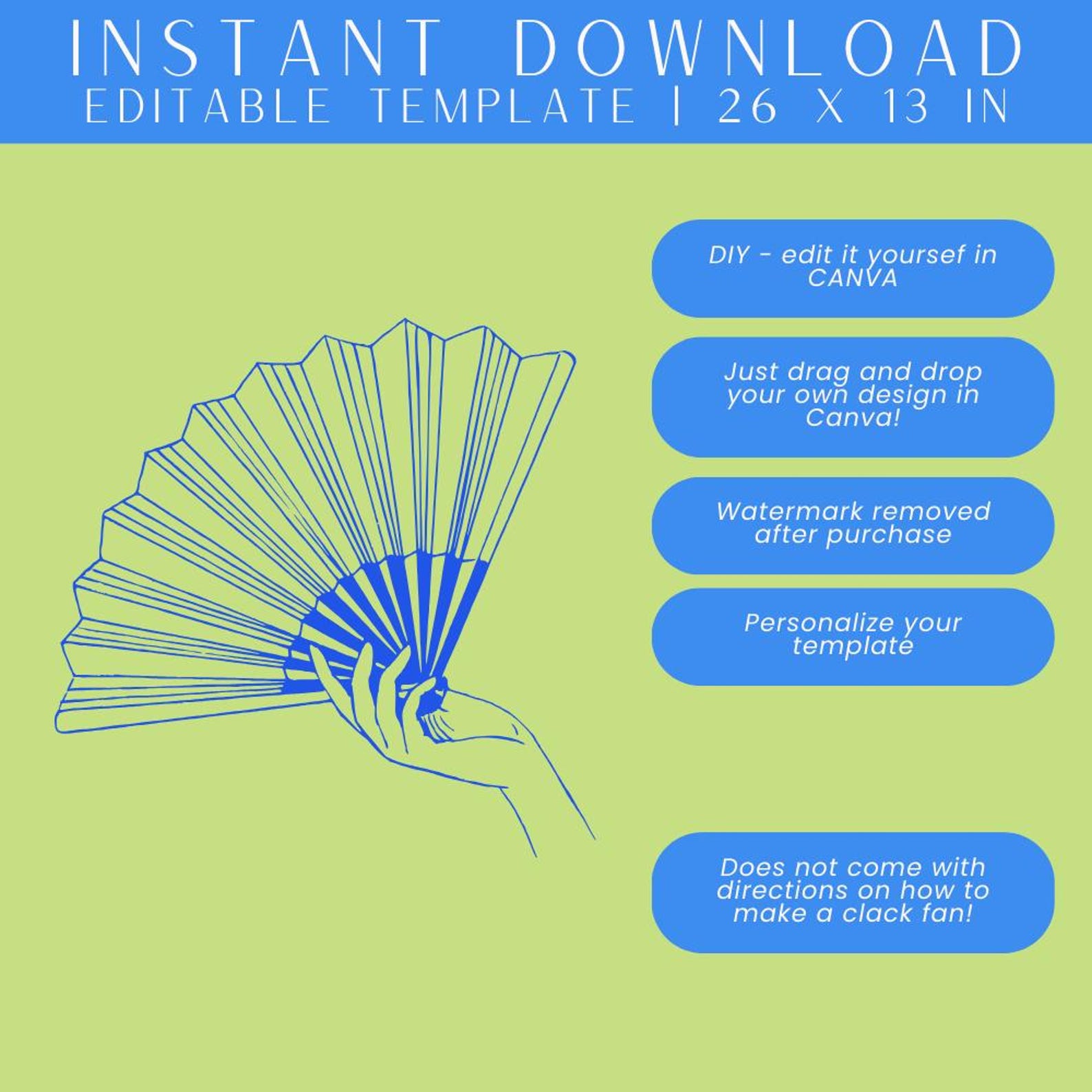 Clack Fan Template, Canva Template, Editable, Clack Fan, Sublimation ...