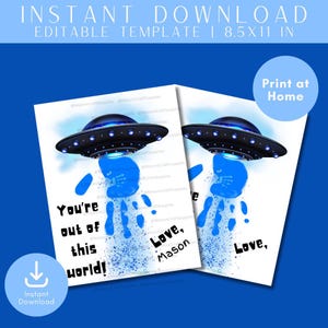 You&#39;re Out of This World Handprint Craft, Space Printable for Kids, Mother&#39;s Day, Father&#39;s Day, Preschool Keepsake, DIY Gift