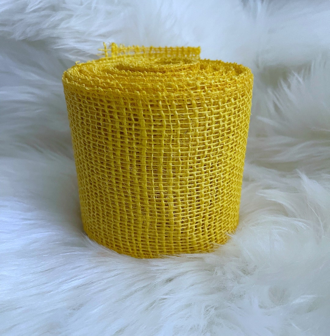 Jute Net Burlap Ribbon Yellow, Ribbon, Home Decor, Non-wired, 4