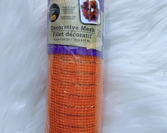 Floral Garden Deco Mesh orange – 6" x 5 Yards,  Wreath Making Mesh Roll, Craft Supplies for wreaths, Wreaths, Mesh