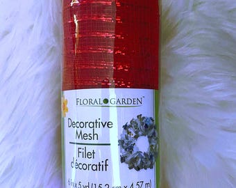 Floral Garden Deco Mesh red  – 6" x 5 Yards,  Wreath Making Mesh Roll, Craft Supplies for wreaths, Wreaths, Mesh