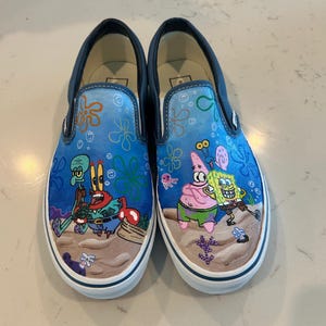 Custom painted Vans, canvas shoes, Sponge shoes