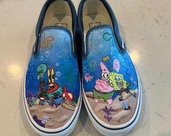 Custom painted Vans, canvas shoes, Sponge shoes