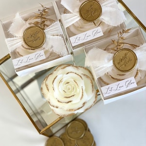 Personalized Wedding Candle Favors, Rose Candle Gifts, Wedding Bulk Favors, Wedding Party Favors for Guests, Wedding Thank You Gifts