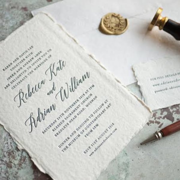 Custom Wedding Invitation Set With Wax, Wedding Invitation and Envelope, Minimalist Wedding Invitations, Party Invitations, Invitation Card