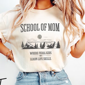 School Of Mom Comfort Colors T-Shirt, Homeschool Mom Shirt, Christian Homeschool Tee, Homesteading Shirt, Farmer Gift, Mama Gift, Crunchy