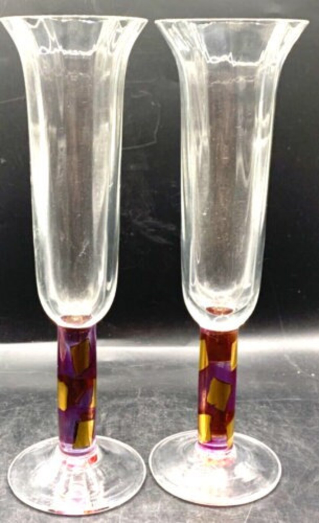 Stephen Myers Champagne Flutes Set of 2 Gold Purple Morocco Etsy
