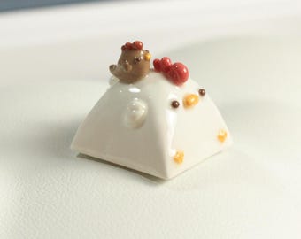 Handmade Chickadee Keycap: Polymer Clay Keyboard Accessory