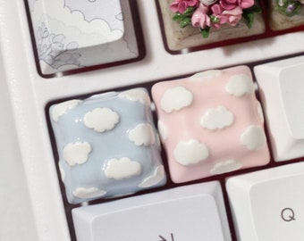 Handmade Cloud Keycap: Polymer Clay Keyboard Accessory