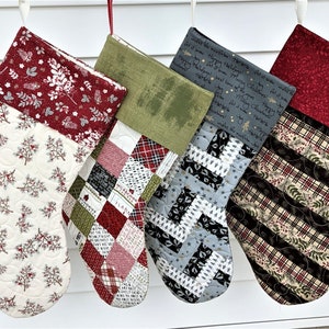 PDF Quilted Christmas Stocking Pattern with four designs! PDF Download - quilting sewing pattern