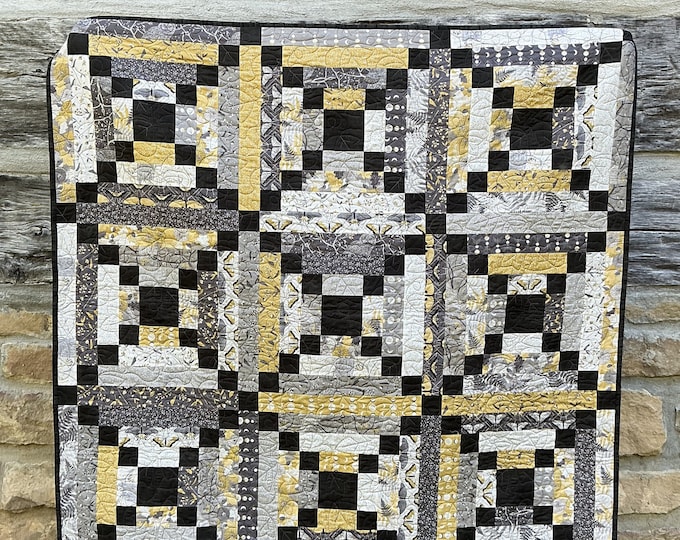 Unchained Jellody Quilt Pattern Hard Copy - Uses 2.5 Inch Strips Jelly Roll Irish Chain Easy Lap Quilt