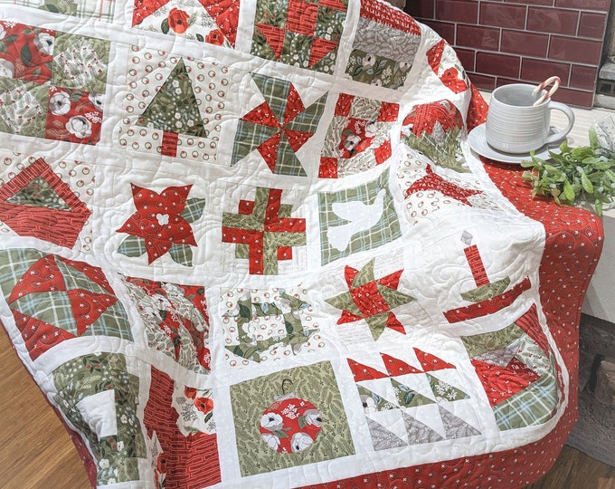 Christmas Countdown Advent Quilt pattern – Let Your Heart Be Light – Wall Hanging or lap size! Paper/hard copy - Sampler Quilt