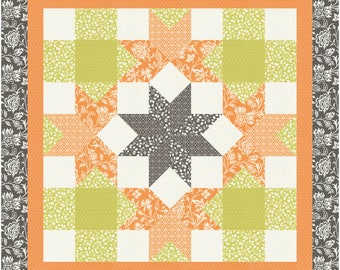 PDF Star Lilies Quilt Pattern Wall Hanging Table Topper - Great for Christmas & Holidays - Fast and Easy Victory Block - No Y seams!