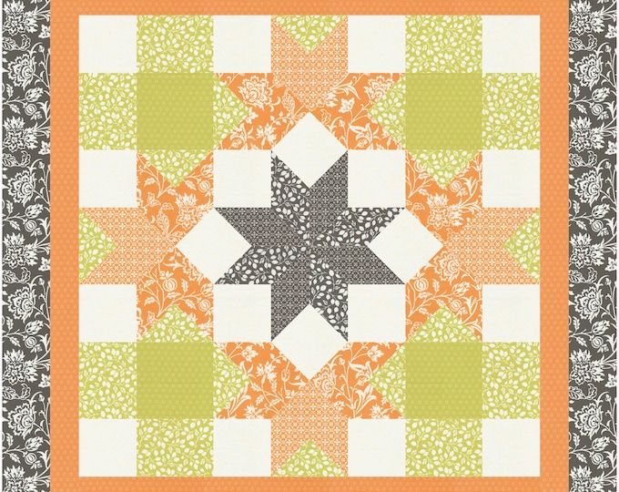 PDF Star Lilies Quilt Pattern Wall Hanging Table Topper - Great for Christmas & Holidays - Fast and Easy Victory Block - No Y seams!
