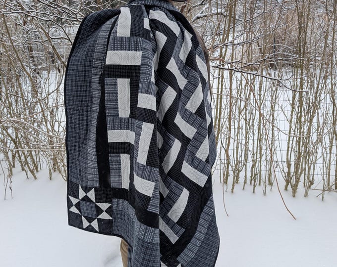 Winter on the Mountain Quilt and Christmas Tree Skirt Pattern - Rail Fence Easy Holiday Quilting!