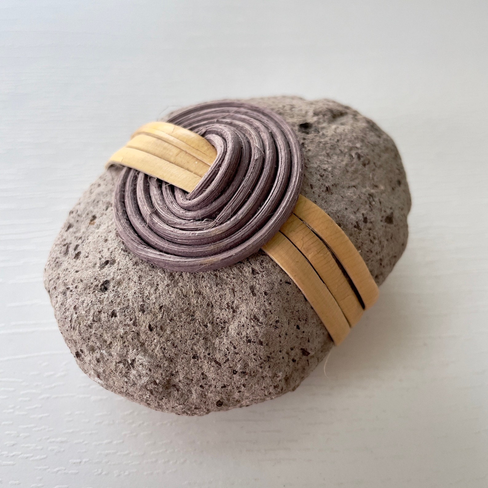 Cane Wrapped Rock 17 Handmade Zen Stone and Meditation Rock Etsy