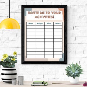 Student Activity Invite Sheet Poster School Classroom Decor Digital ...