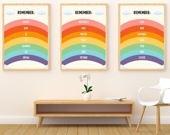 3 Rainbow Posters Motivational School Inspirational Classroom Decor Digital Download