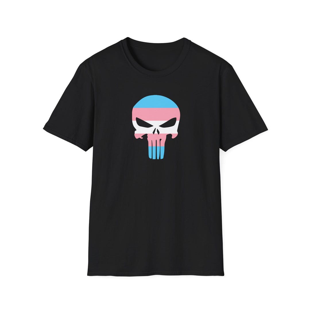 Trans Pride Flag Punisher Skull T-shirt: Unisex Transgender Tee