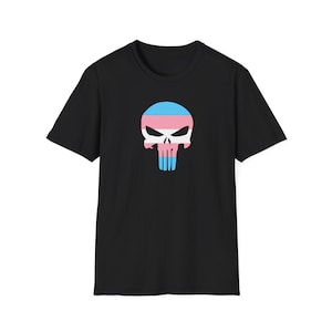 Trans Pride Punisher Skull T-Shirt | Transgender Flag Skull Tee