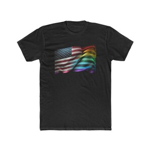 LGBTQ American Pride Flag T-Shirt - Unisex Waving Flag Design Tee for Love and Equality
