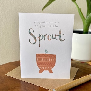 Carte de douche de bébé, Carte de bienvenue pour bébé, Félicitations pour votre petit germe