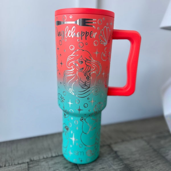 Engraved 40oz Simple Modern Trek The Little Mermaid   Color - Havana