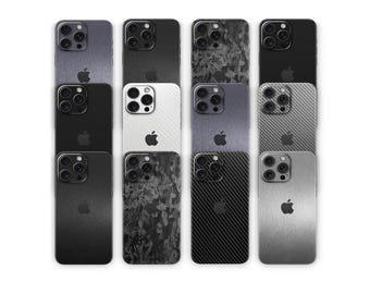 Für iPhone 17 16 15 14 13 12 11 Pro Max Plus Mini Skin Schutzfolie Aufkleber Black Brushed Vinyl Wrap Decal Made in Germany