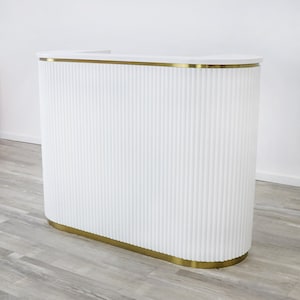 58&quot; White Tambour Reception Desk - Free Shipping (K9001-WHITE)