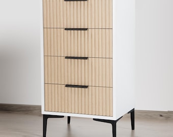 Cora Natural Oak Tambour Drawer Storage Stand - Set of 2