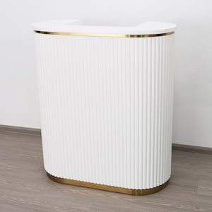 Mila White Tambour Reception Desk - Small (39")