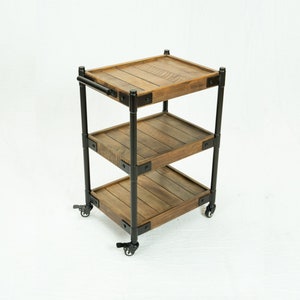 Reclaimed Wood 3-Tier Rolling Cart - Free Shipping (K7770)
