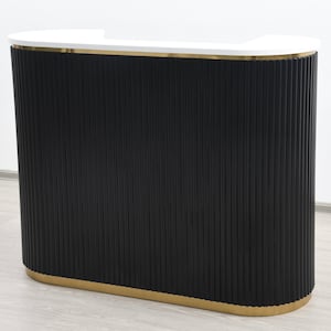 58" Black Tambour Reception Desk - Free Shipping (K9001-BLACK-WHITE)