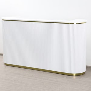 83&quot; White Tambour Reception Desk - Free Shipping (K9001G-WHITE)